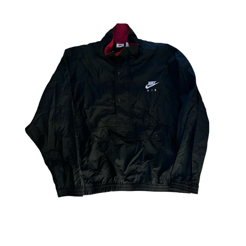 Vintage 90s Nike Air Black Nylon Pullover Jacket Size L Swoosh Logo Y2K 90s
